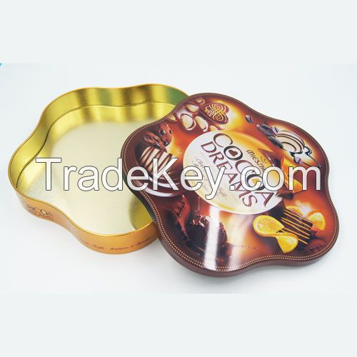 flower-shape chocolate tin box manufacture in China