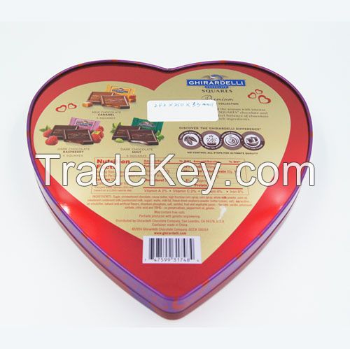 Heart-shape chocolate tin box factory in China