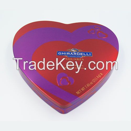 Heart-shape chocolate tin box factory in China