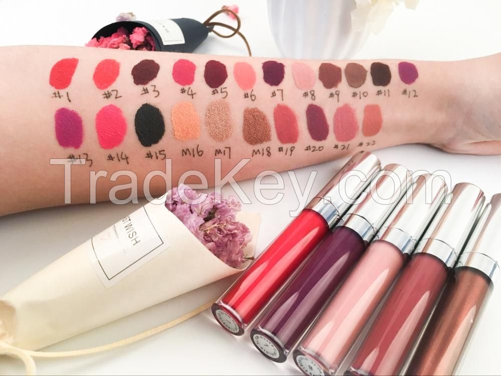 12pcs color high quality metallic lip gloss Waterproof non-stick cup lipstick