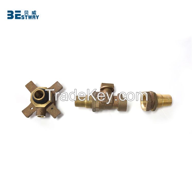 Water meter connection adjustable bronze inlet nipple outlet nipple with ball valve set