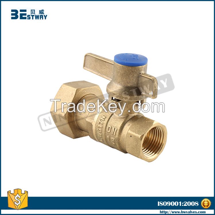 water meter valve with lockable lever and swivel nut