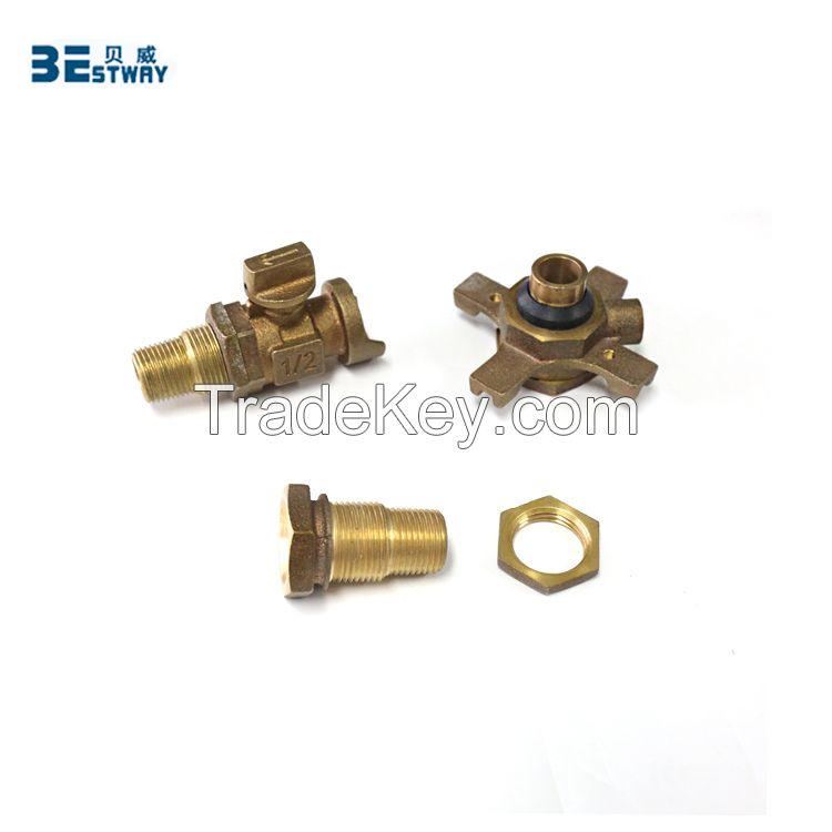 Water meter connection adjustable bronze inlet nipple outlet nipple with ball valve set