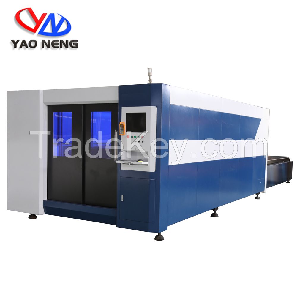 YN-4020DFP Cover Fiber Laser Cutting Machine Auto Exchanging Platform