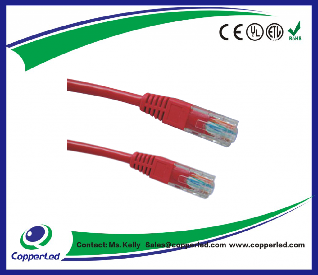 UTP  Cat.5e Patch cord plain molded Red color