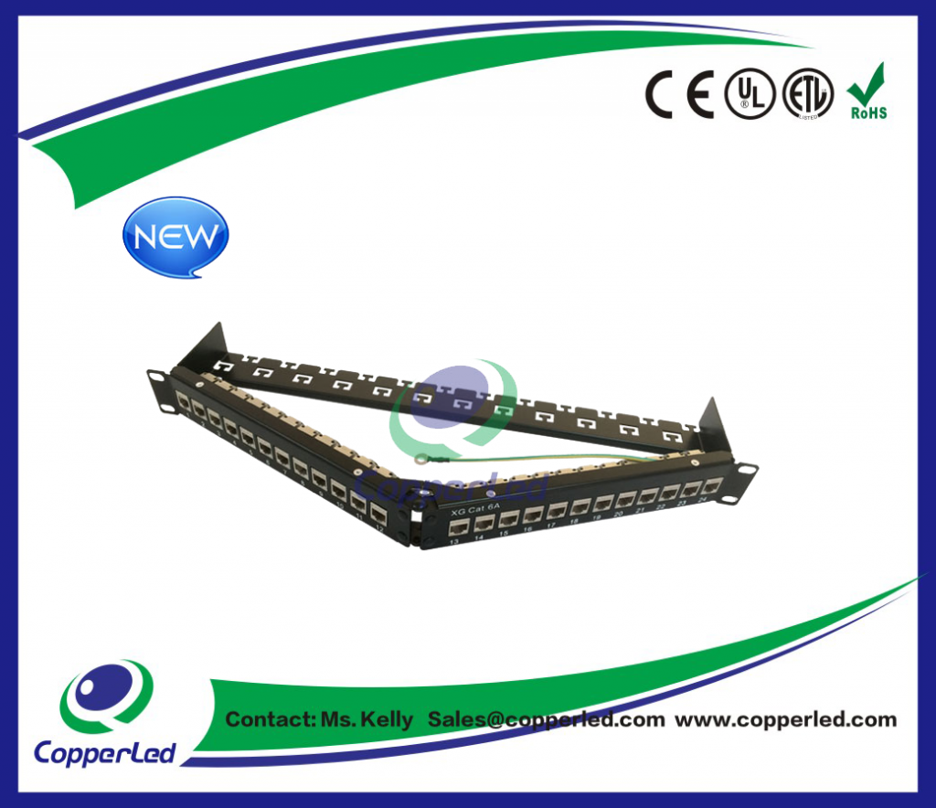 FTP Cat.6A Patch panel angled 24 Port