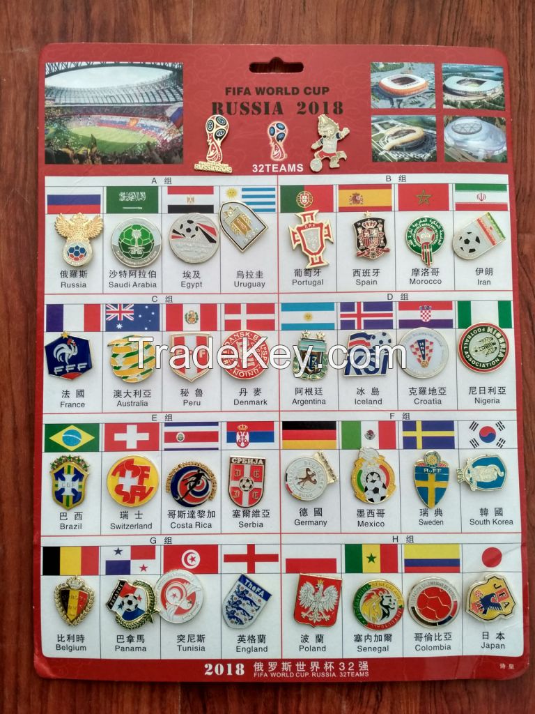 2018 RUSSIA World Cup Badges Pin All 32 National Team a Set 34 pcs