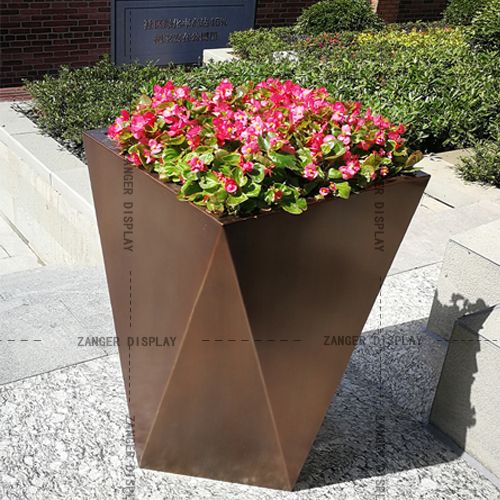 Customized outdoor 304 stainless steel flower pots/coated high quality planters/ stainless steel flowerpots