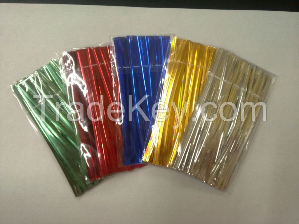 colourful metallic twist ties/ PET twist ties/bag tie