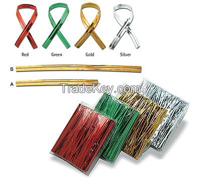 colourful metallic twist ties/ PET twist ties/bag tie