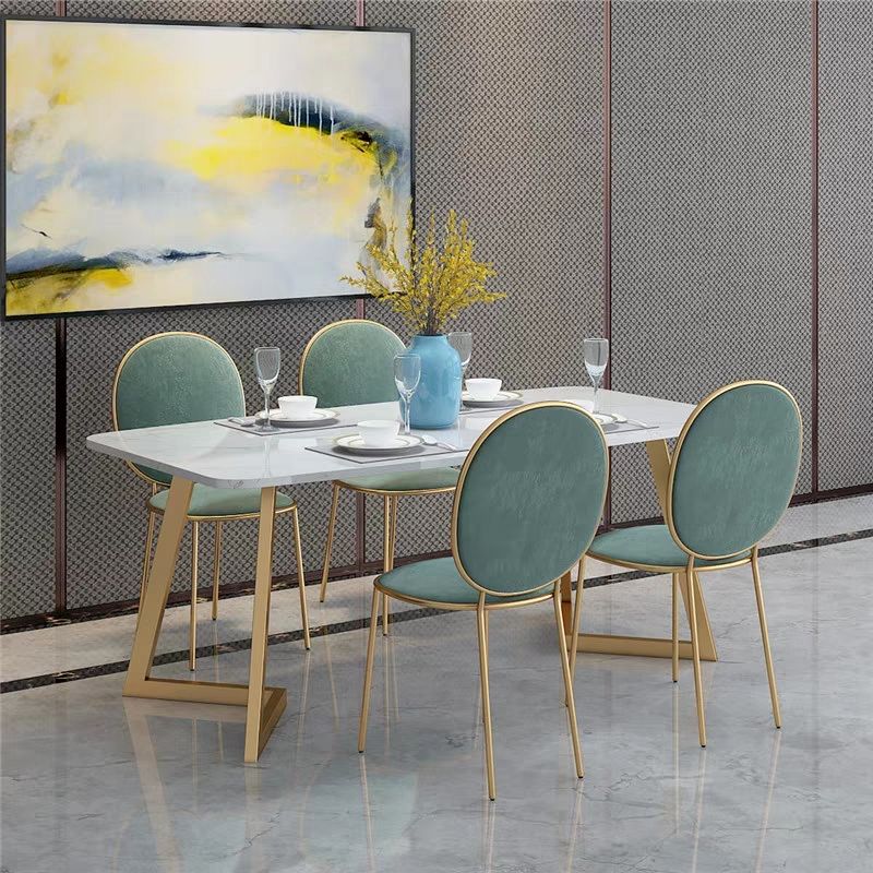 Nordic marble rectangular dining table and chair set