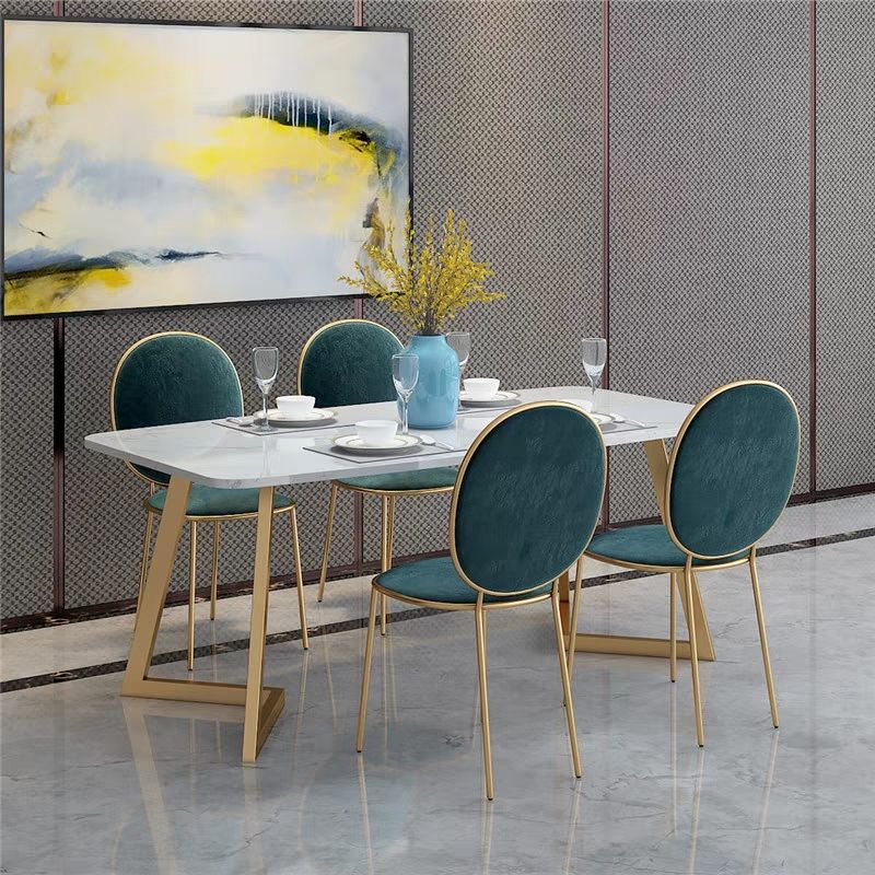 Nordic marble rectangular dining table and chair set