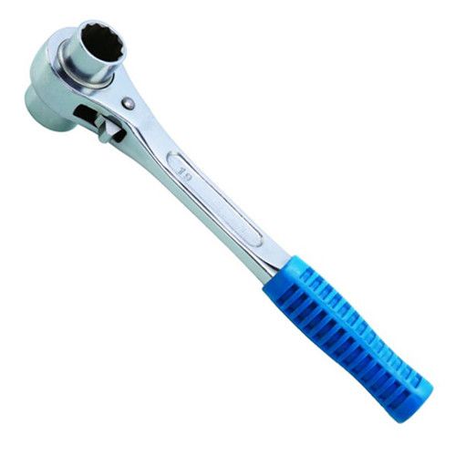 Scaffold Ratchet Spanner 19mm 22mm Pearl Plated Finish w/ Plastic Handle