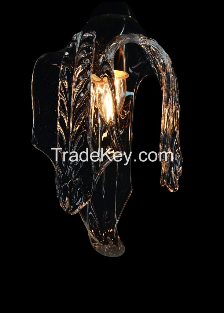 Designer handblown glass light, 1 light pendant lamp ART DECO