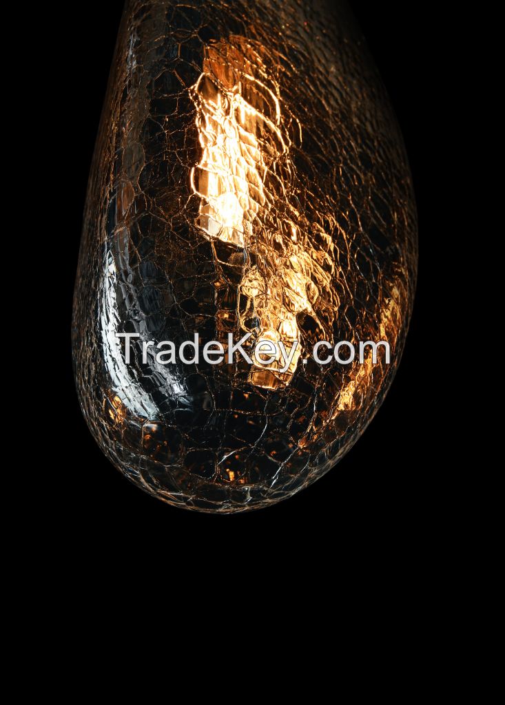 Designer Handblown Glass Light, 1 Light Pendant Lamp Cabachok Crackle