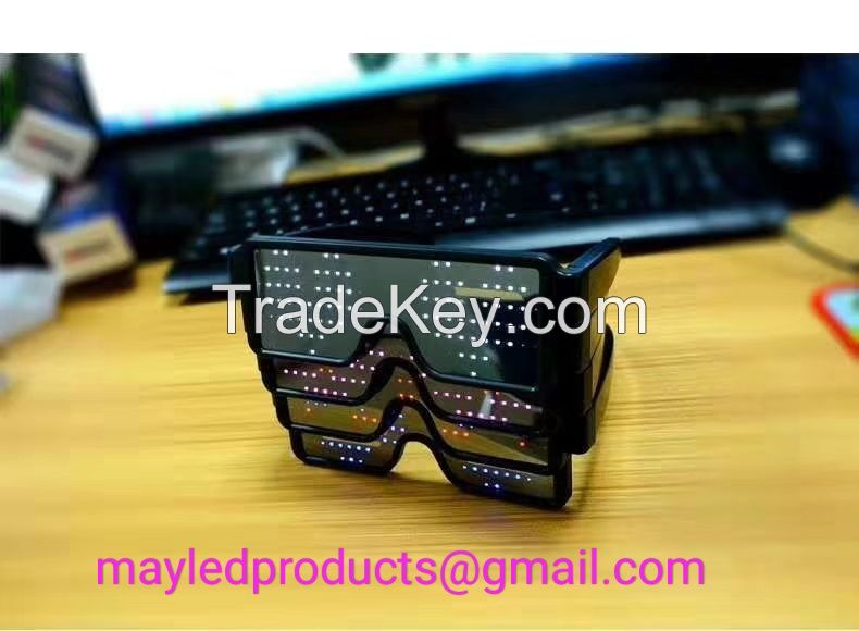 LED Flashing Luminous/Fluorescent Colorful Shutter Party Night Club Glasses or Lenses in Transparent Fashional Light Frame