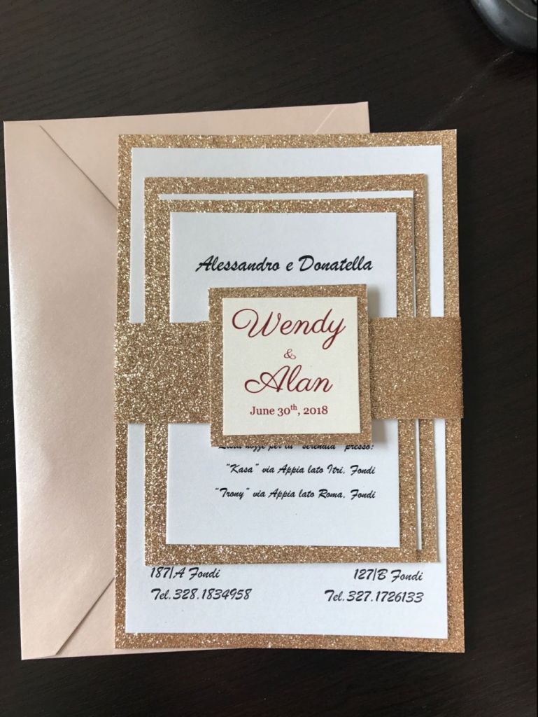 Hot Sale elegant good quality handmade directly manufacturer silver Powder Glitter Lined Wedding Invitation card