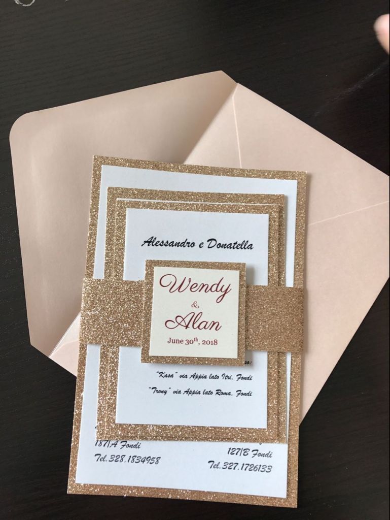 Hot Sale elegant good quality handmade directly manufacturer silver Powder Glitter Lined Wedding Invitation card