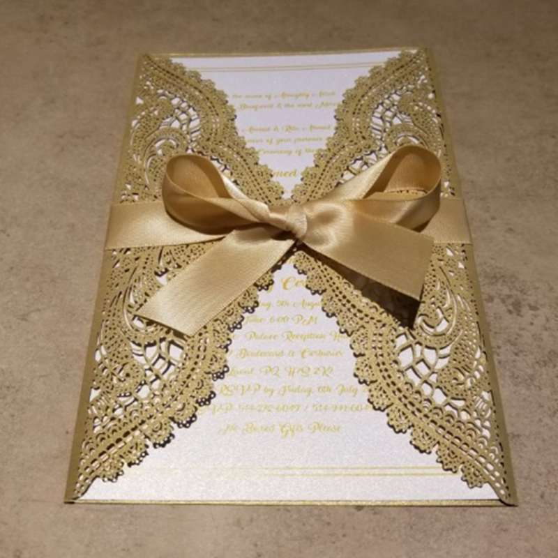 Wholesale Cheaper Price Gold Laser Cut Wedding Invitations