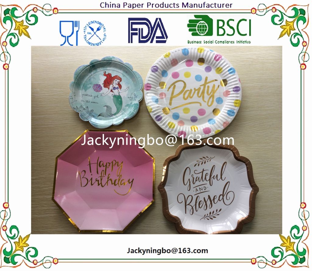 7inch 9inch Disposable Round Party Pack Paper Dessert Dinner Plates for Everyday Use or Christmas Birthday Party