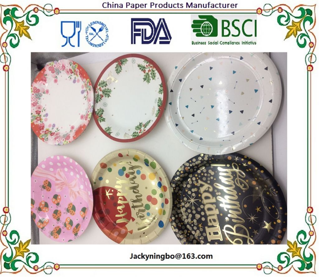 Customize shaped gold silver foil paper dinner dessert paper party plate with food safe LFGB approval disposable party paper tablewares decorations