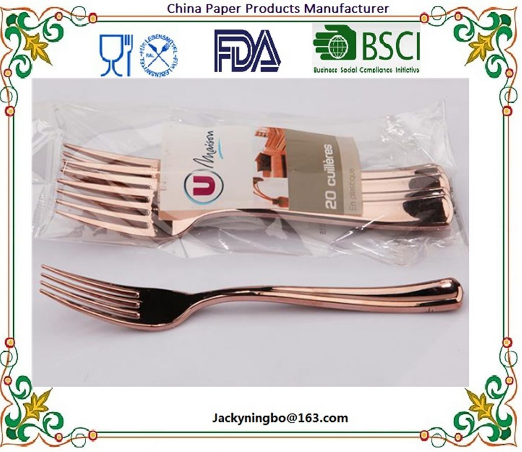 160Pieces Rose Gold Foil Coated Plastic Cutlery Set Silverware Disposable Heavy Duty Flatware Includes 80 Forks 40 Spoons 40 Knifes