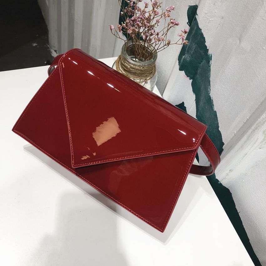 Patent leather trapezium messenger bags