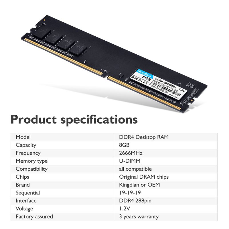 Kingdian Hot Sell Memory Ram Memoria Ram 2666mhz Ddr4