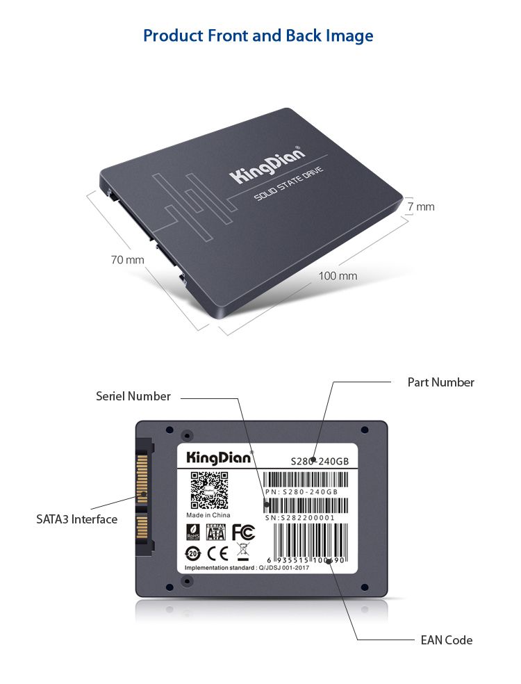 Kingdian Sata3 2.5 Hard Drive 240gb Ssd