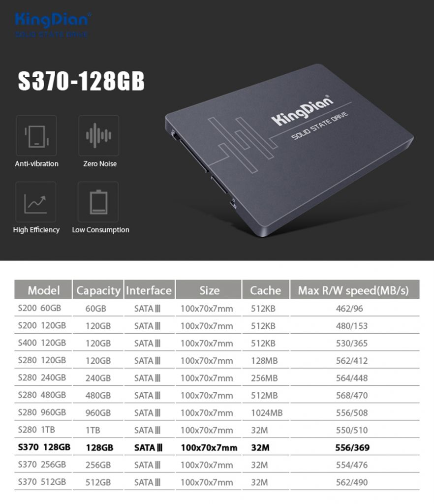 KingDian External Solid State Drive 128GB SSD With 3d TLC