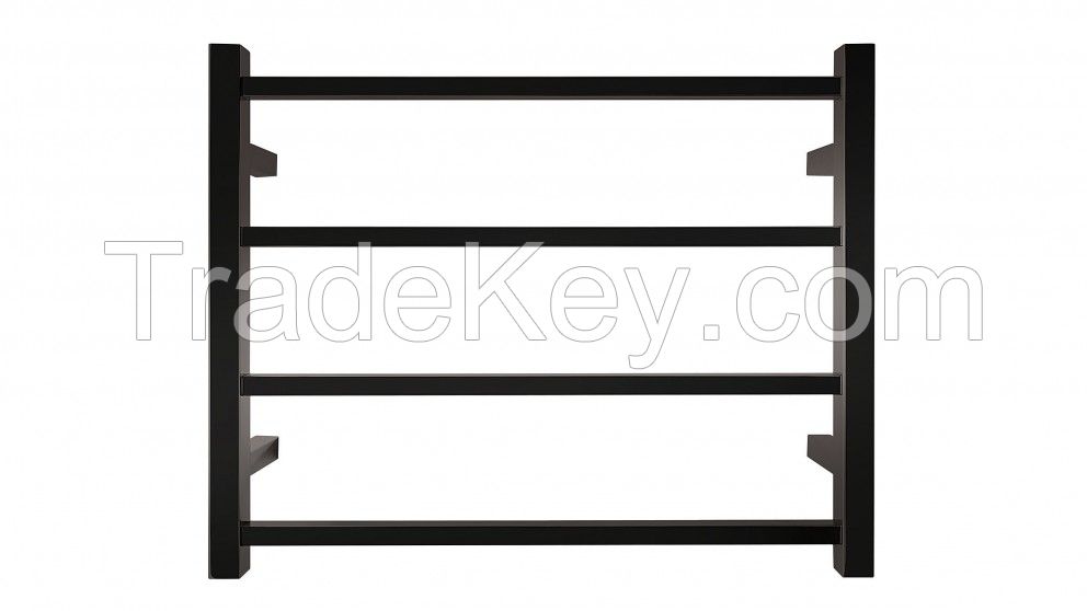 4 square bars matte black heated towel rack