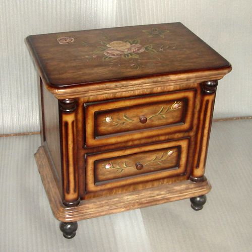 wooden cabinet with flower painting