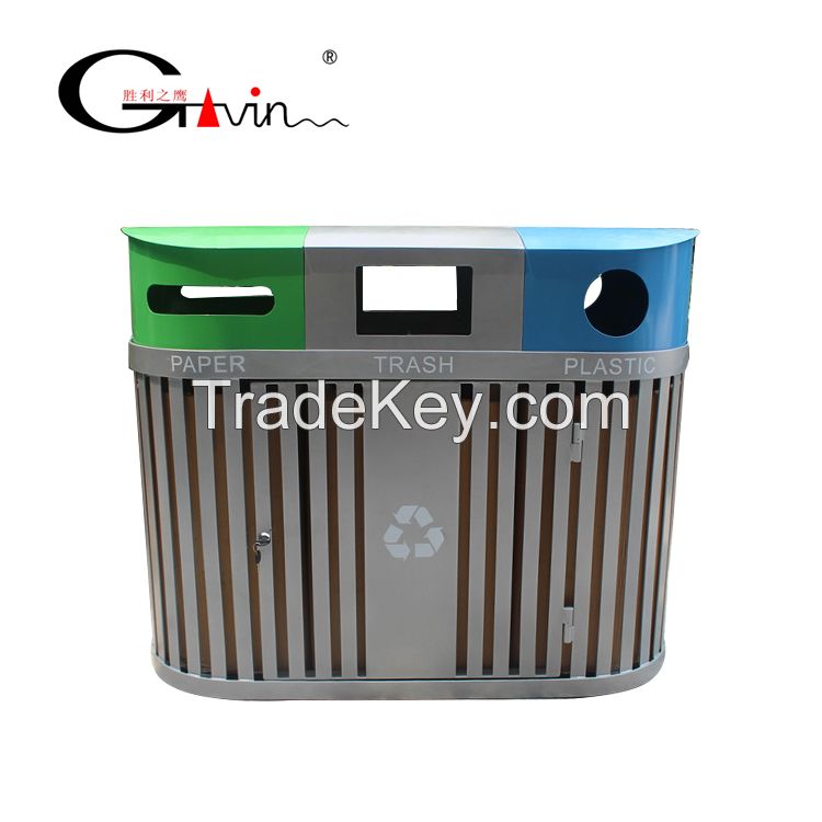 Gavin 3 Compartments Metal Recycle Garbage Bin