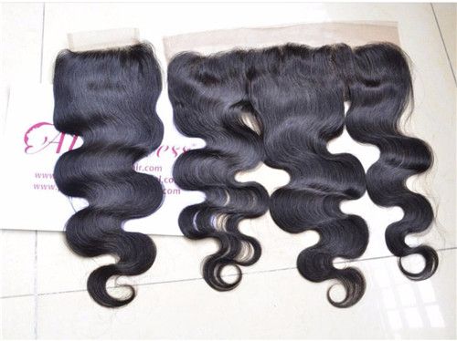 Virgin Hair Lace Closure #1b Color