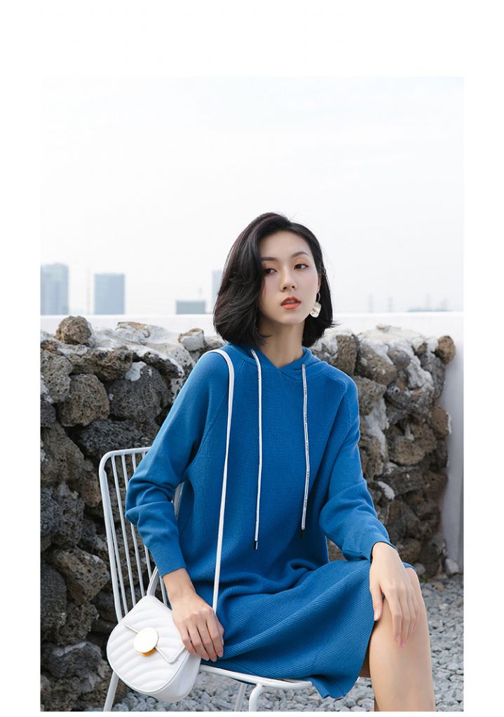 A hooded knit dress