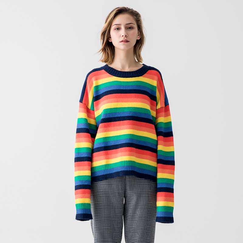 Rainbow striped sweater