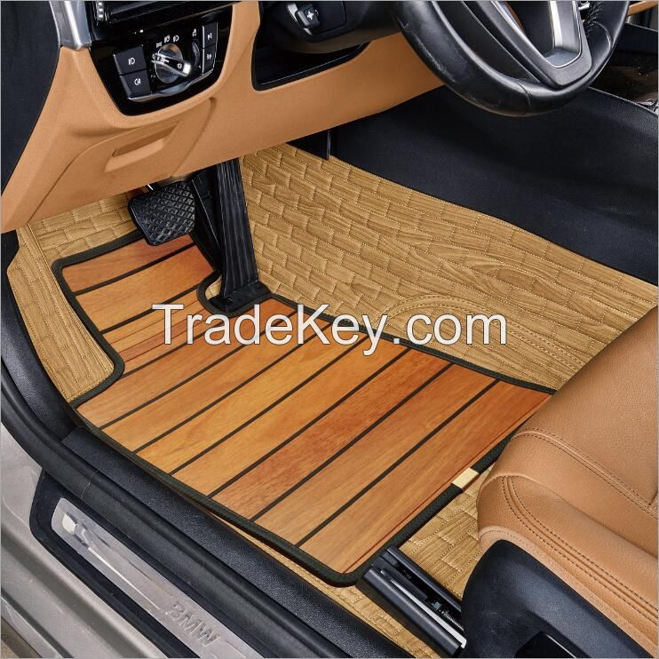 High quality wood imitation Artificial PVC leather 3D car floor mats