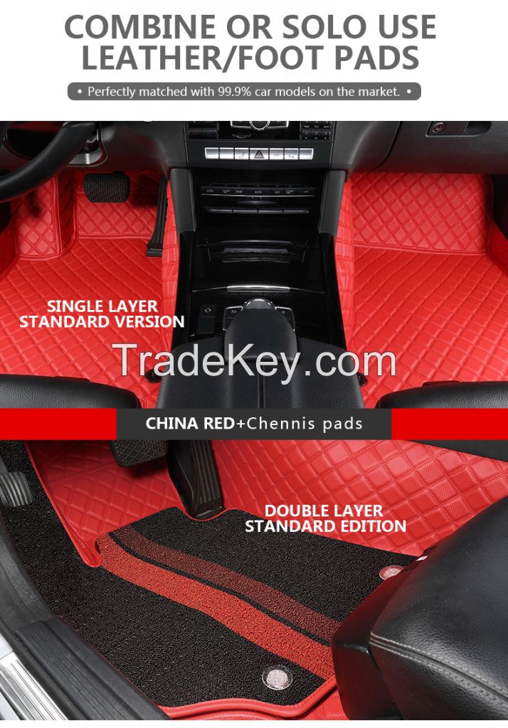 Customized 3D floor mats for various cars models PVC artificial synthetic leatherette