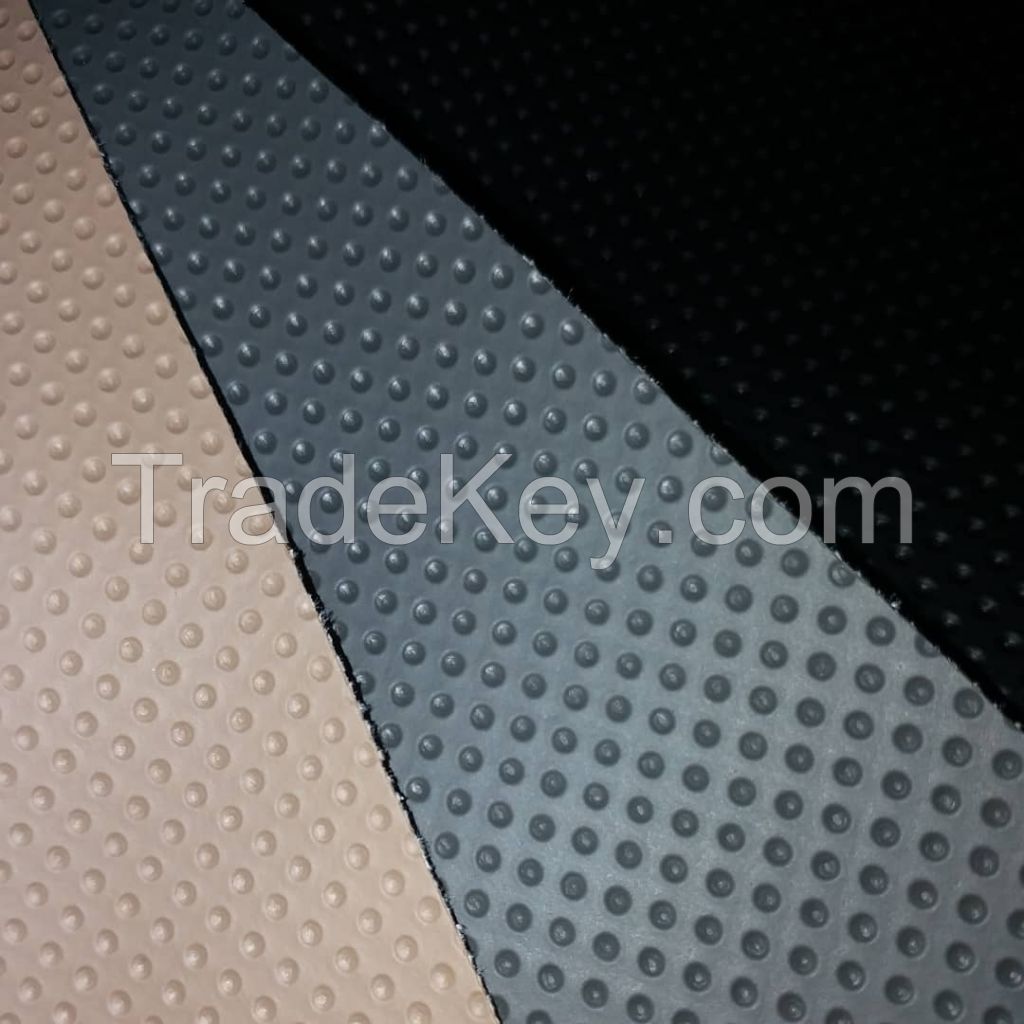 PVC leather 0.6mm thickness fishnet backing bottom cloth stocklot for auto interior upholstery