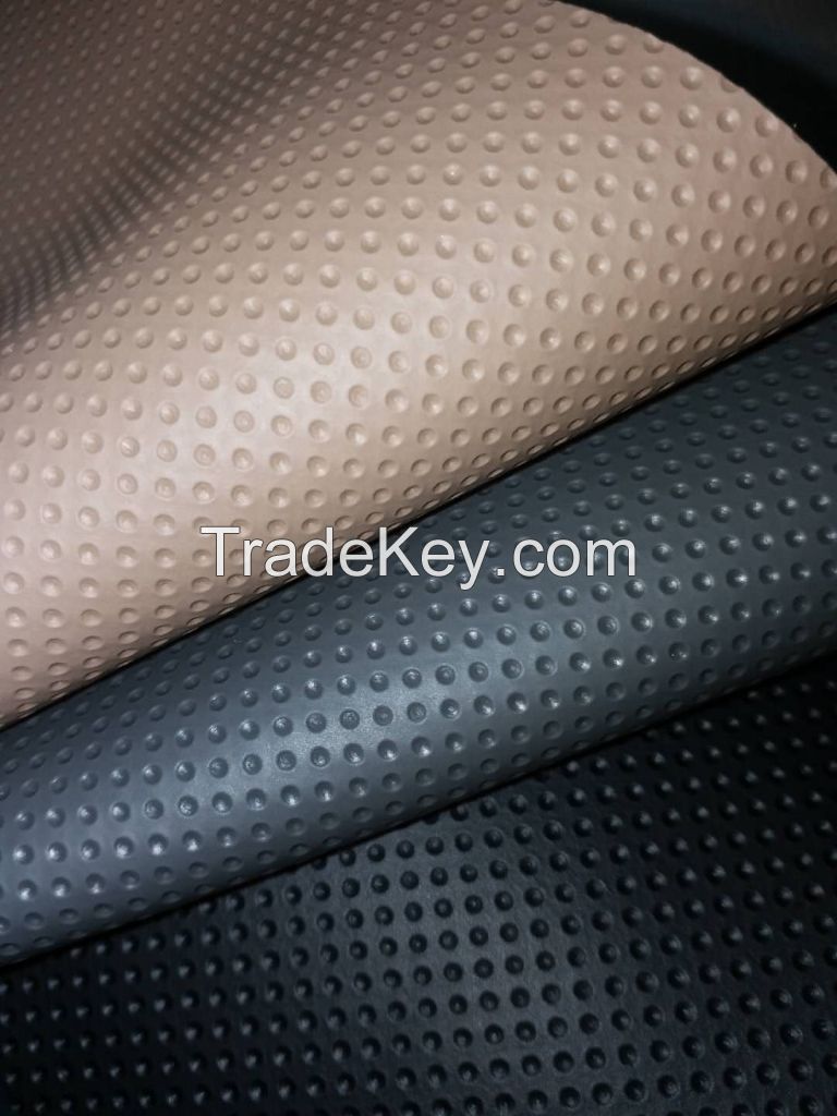 PVC leather 0.6mm thickness fishnet backing bottom cloth stocklot for auto interior upholstery