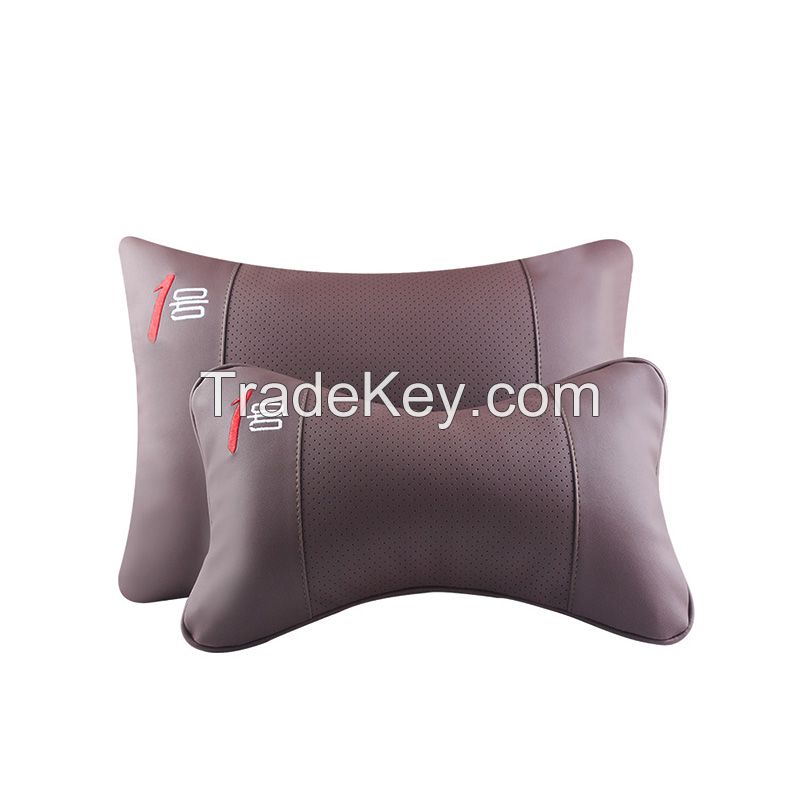 Leather Car Seat Pillow Breathable Car Head Neck Rest Cushion Headrest Auto Car Safety Pillow