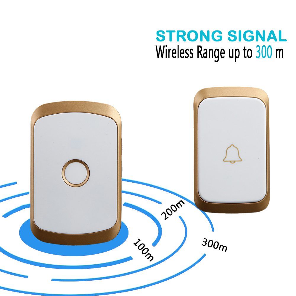 CACAZI A20 Wireless Doorbell, Waterproof Door Chime Kit Operating at Over 1000 Feet with 2 Plug-In Receivers, 36 Melodies, 4 Volume Levels and LED Flash
