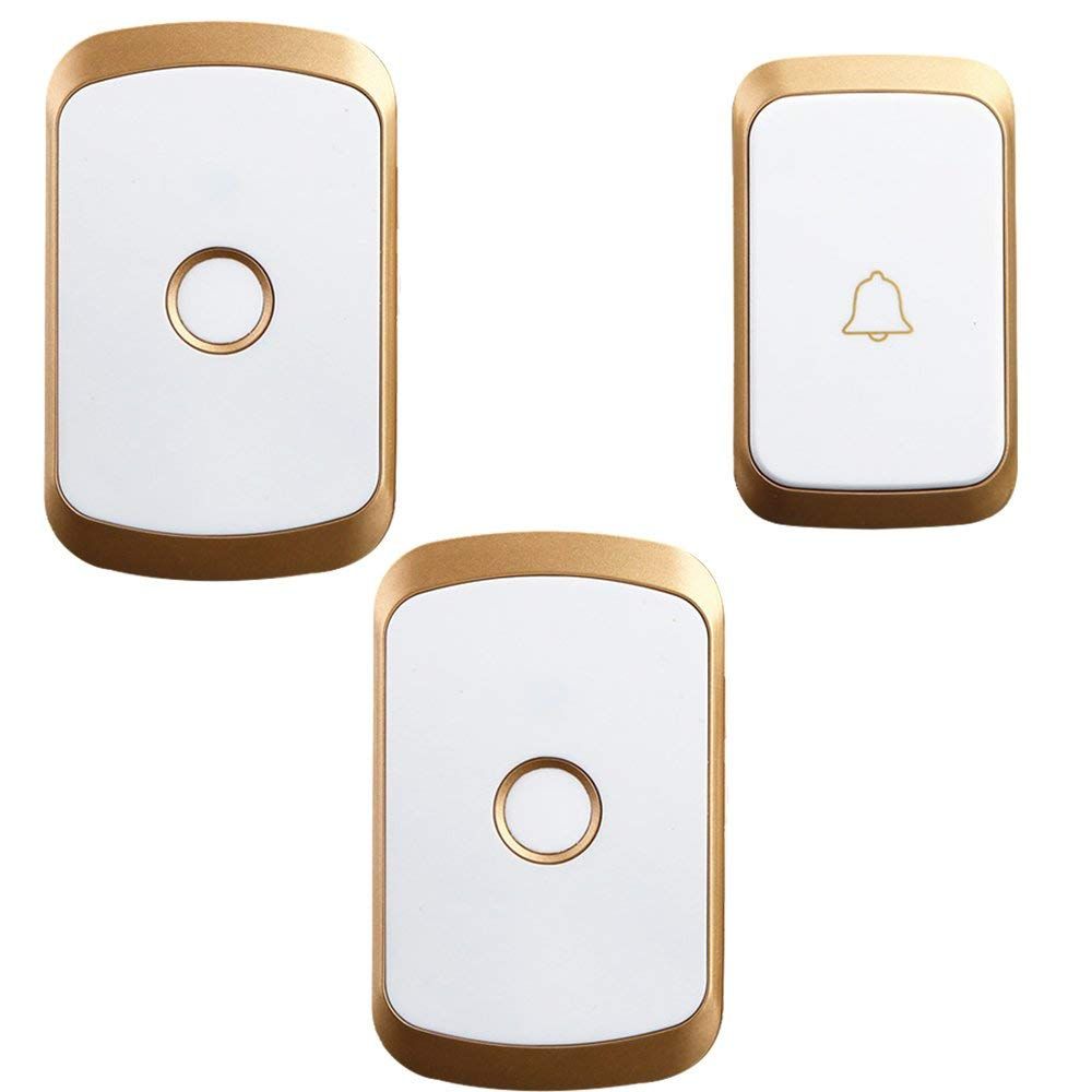 CACAZI A20 Wireless Doorbell, Waterproof Door Chime Kit Operating at Over 1000 Feet with 2 Plug-In Receivers, 36 Melodies, 4 Volume Levels and LED Flash
