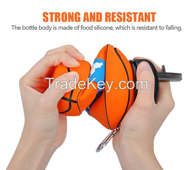 Basketball Shaped Fitness Portable Silicone Fold Drinking Bottle