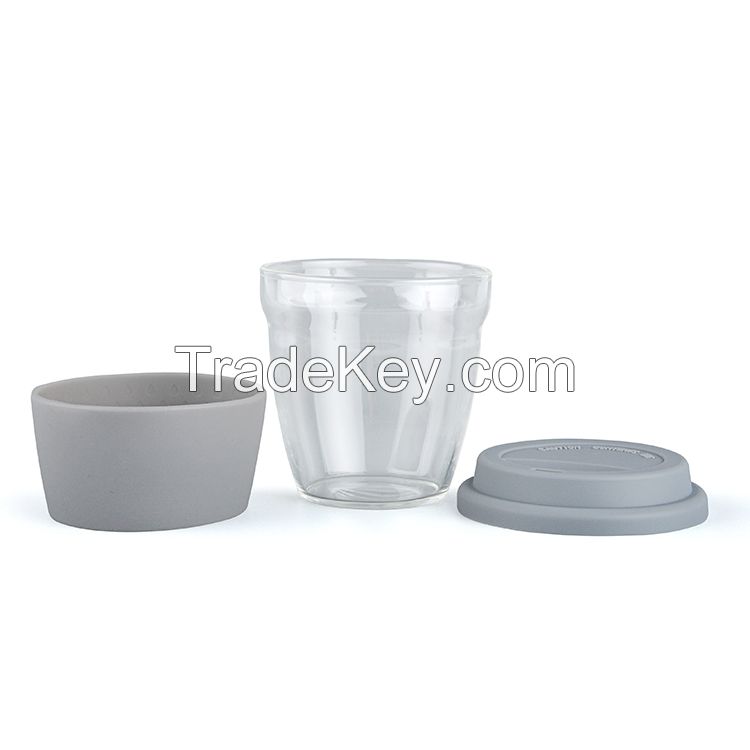 2018 Hot Selling 350ml Borosilicate Glass Water Cup With Silicone Cover And Lid