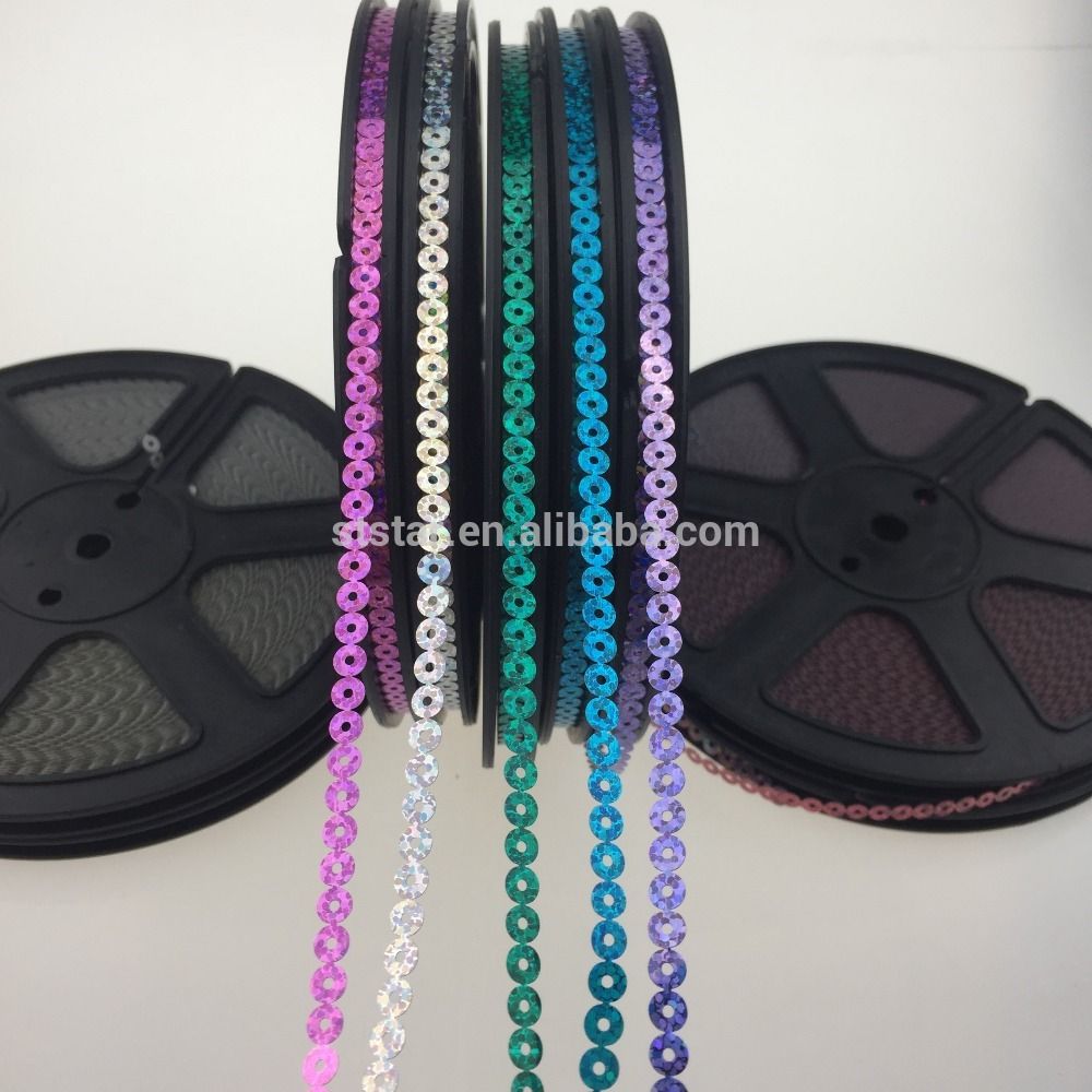 High quality PET sequin cd chain roll disk for Embroidery design spangle sequins