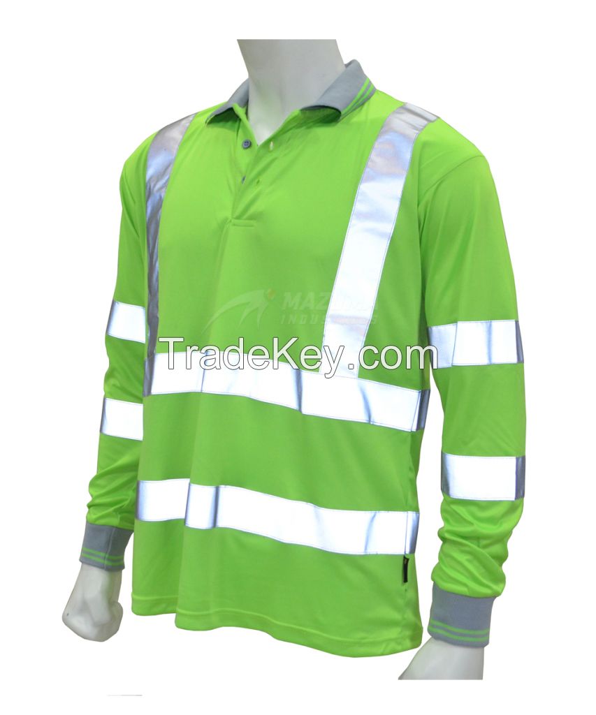 Hi Viz Work Polo Shirt Long Sleeve