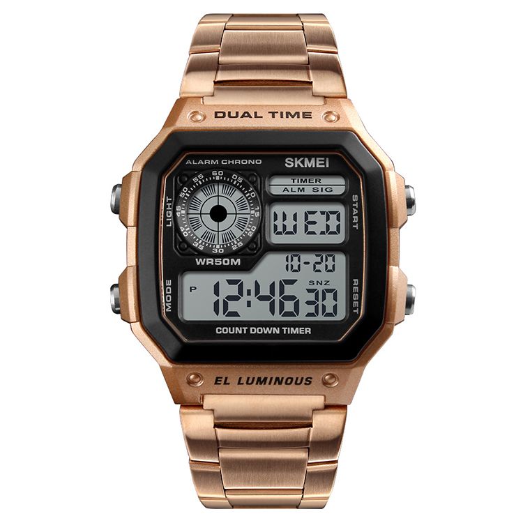 TOP Best New SKMEI 1335 Steel chronograph digital sports watches outdoor mens sport watches digital