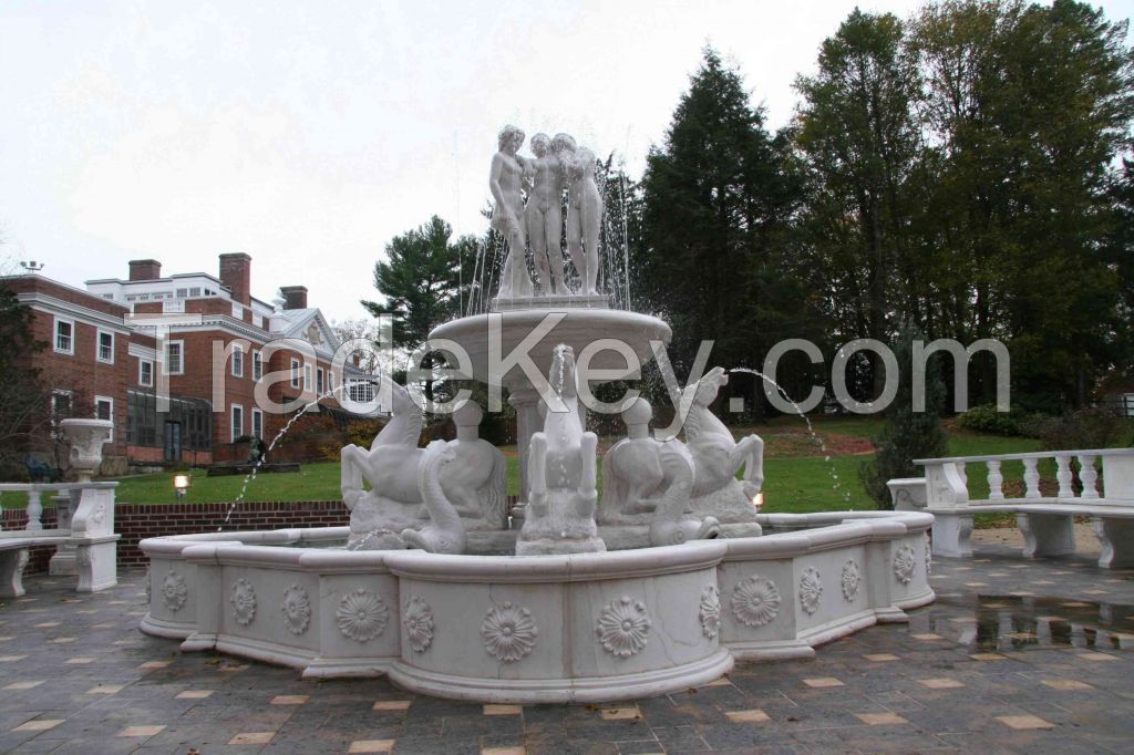 outdoor stone carved water fountains