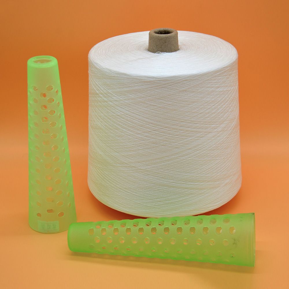 50/2 Hubei Yarn Raw white bright on paper cone TFO virgin bright 100% spun polyester yarn